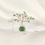 Natural Aventurine Chips Tree Decorations, Copper Wire Feng Shui Energy Stone Gift for Home Desktop Decoration, 65x63x25mm(PW-WG14985-06)