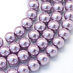 Baking Paint Pearlized Glass Pearl Round Bead Strands, Plum, 6~7mm, Hole: 1mm, about 145pcs/strand, 31.4 inch(X-HY-Q003-6mm-44)