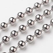 304 Stainless Steel Ball Chains, Stainless Steel Color, 4mm(CHS-O001-B-04)