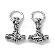 316 Surgical Stainless Steel Hoop Earrings, Anchor, Antique Silver, 25.5x19.5mm(EJEW-P274-17A-AS)