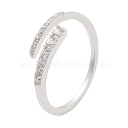 925 Sterling Silver Single Open Cuff Ring with Cubic Zirconia, Silver(QF9516-2)