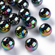Opaque Acrylic Beads, AB Color Plated, Round, Black, 20x19mm, Hole: 2~3mm, about 111pcs/500g(MACR-S370-D20mm-S002)