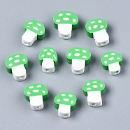 Handmade Polymer Clay Beads, Mushroom, Light Green, 9~13x8.5~12x4~5mm, Hole: 1.8mm(CLAY-N011-016D)