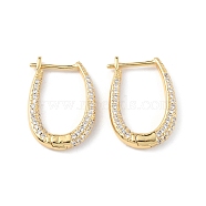 Clear Cubic Zirconia Teardrop Hoop Earrings, Brass Jewelry for Women, Cadmium Free & Lead Free, Real 18K Gold Plated, 24x16x3mm, Pin: 1mm(EJEW-P227-02G)