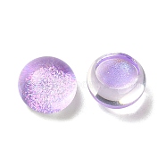 Transparent Epoxy Resin Cabochons, with Glitter Powder, Flat Round, Lilac, 10x7mm(CRES-Z002-06B)