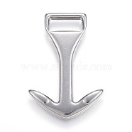 304 Stainless Steel Anchor Hook Clasps, For Leather Cord Bracelets Making, Anchor, Stainless Steel Color, 35x23x2.5mm, Hole: 4x10mm(X-STAS-E113-31P)