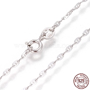 Rhodium Plated 925 Sterling Silver Mariner Link Chain Necklaces, with Spring Ring Clasps, Platinum, 17.7 inch(45cm)(STER-L059-10P)