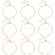 10Pcs Adjustable 304 Stainless Steel Cable Chain Slider Bracelet/Bolo Bracelets Making, with Brass Cubic Zirconia Charms, Golden, Single Chain Length: about 5-1/4 inch(13.3cm)(AJEW-BBC0002-12)