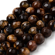 Natural Tiger Eye Beads Strands, Faceted, Round, 4~4.5mm, Hole: 1mm, about 96pcs/strand, 15.5 inch(G-Q462-84-4mm)