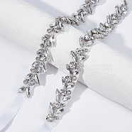 CHGCRAFT Crystal Rhinstone Bridal Belt for Wedding Dress, Exquisite Sash for Wedding Belt, Ribbon with Brass Rhinestone Beads, White, 110-1/4 inch(280cm), 1pc/box(AJEW-CA0002-03)