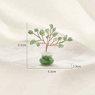 Natural Aventurine Chips Tree Decorations, Copper Wire Feng Shui Energy Stone Gift for Home Desktop Decoration, 65x63x25mm(PW-WG14985-06)