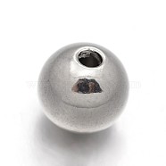 303 Stainless Steel Beads, Stainless Steel Color, Round, 8mm, Hole: 2mm(STAS-N072-01)