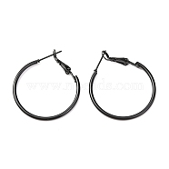 Baking Paint 201 Stainless Steel Hoop Earrings, Ring, Black, 29.5mm, Pin: 0.5mm(EJEW-P185-C01-01)