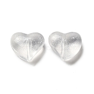 Transparent Acrylic Pendants, with Powder, Heart, Clear, 13x14.5x7mm, Hole: 1mm, about 600pcs/500g(OACR-L013-039)