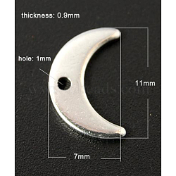 201 Stainless Steel Stamping Blank Tag Pendants, Moon, 11x7x0.9mm, Hole: 1mm(STAS-Q062)