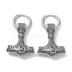 316 Surgical Stainless Steel Hoop Earrings, Anchor, Antique Silver, 25.5x19.5mm(EJEW-P274-17A-AS)