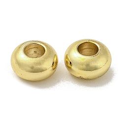 Rack Plating Large Hole Brass  Beads, Cadmium Free & Lead Free, Long-Lasting Plated, Round, Real 18K Gold Plated, 6x4mm, Hole: 2.5mm(FIND-Z024-04B-G)