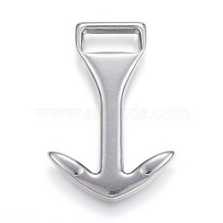 Non-Tarnish 304 Stainless Steel Anchor Hook Clasps, For Leather Cord Bracelets Making, Anchor, Stainless Steel Color, 35x23x2.5mm, Hole: 4x10mm(X-STAS-E113-31P)