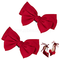 2Pcs Detachable Ribbon Satin Bowknot Shoe Decoration, with Iron Buckle Clip, Dark Red, 90~95x125~130x19.5mm(AJEW-PH0011-85B)