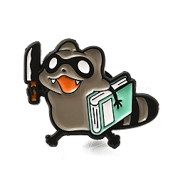 Raccoon Enamel Pins, Alloy Brooches for Backpack Clothes, Black, 21.5x27.5mm(JEWB-S036-02EB-04)