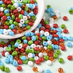 Opaque & Transparent & Metallic Colours Glass Seed Beads, Round Hole, Round, Deep Sky Blue, 4~4.5x2.5~3mm, Hole: 1.2~1.4mm, about 5769Pcs/pound(SEED-A030-07C)