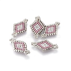 MIYUKI & TOHO Handmade Japanese Seed Beads Links, Loom Pattern, Rhombus, Rosy Brown, 21.5~22x12x1.7mm, Hole: 2mm(SEED-A027-N05)