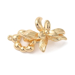 Brass Fold Over Clasps, Long-lasting Plated, Flower, Real 18K Gold Plated, 34mm, Hole: 1.2mm(KK-A227-19G)