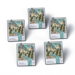 Creative Zinc Alloy Brooches, Enamel Lapel Pin, with Iron Butterfly Clutches or Rubber Clutches, Electrophoresis Black Color, Picture, Colorful, 30x23mm, pin: 1mm(JEWB-R015-025)