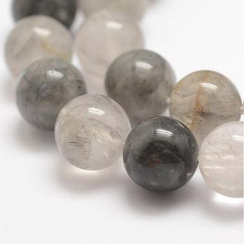 Natural Cloudy Quartz Beads Strands, Round, 6mm, Hole: 0.8mm, about 61pcs/strand, 15.5 inch(39cm)