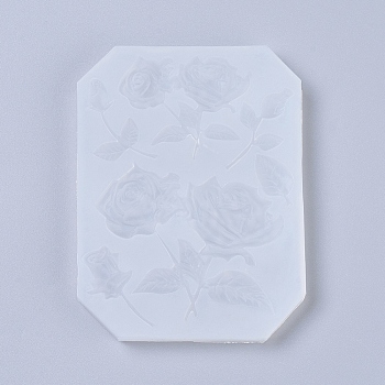Food Grade Silicone Molds, Resin Casting Molds, For UV Resin, Epoxy Resin Jewelry Making, Rose, White, 117x89x10mm, Inner Diameter: 20~58x15~75mm