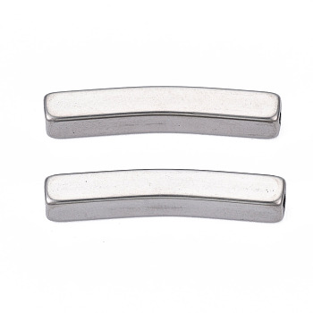 201 Stainless Steel Beads, Curve Tube, Stainless Steel Color, 25x4.5x4mm, Hole: 2.5x2.5mm