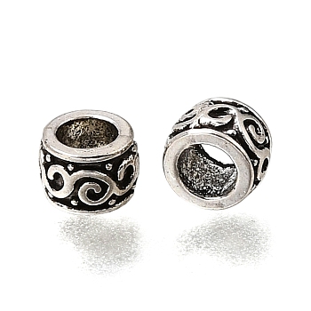 Tibetan Style Alloy Spacer Beads, Column, Antique Silver, 5.5x4mm, Hole: 3.2mm
