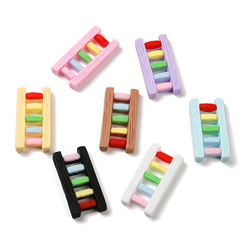 Opaque Resin Cabochons, Rainbow Color Ladder, Mixed Color, 30.5x15x4mm