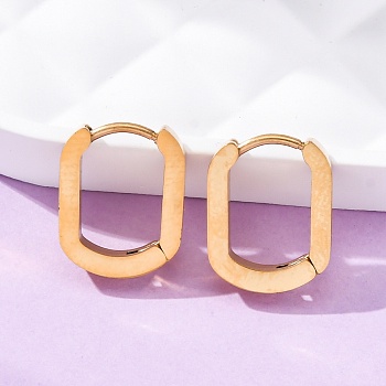 304 Stainless Steel Huggie Hoop Earrings, Oval, Golden, 14x11x3mm, Pin: 1mm