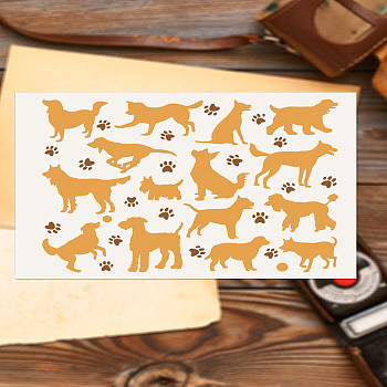 Self-Adhesive Silk Screen Printing Stencil, for Painting on Wood, DIY Decoration T-Shirt Fabric, Turquoise, Dog, 280x220mm
