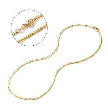 Brass Curb Chain Necklaces, with Lobster Claw Clasps, Long-Lasting Plated, Real 18K Gold Plated, 18.50 inch(47cm), 3mm
