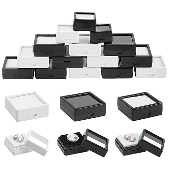 30Pcs 6 Styles Square ABS Plastic & Acrylic Loose Diamond Storage Boxes, Visible Window Gems Case with Flocking Sponge Inside, Mixed Color, 3~4x3~4x1.7cm, 5pcs/style