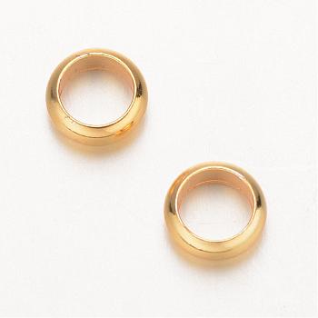 Ring Brass Beads, Large Hole Beads, Real 18K Gold Plated, 7x3mm, Hole: 5mm