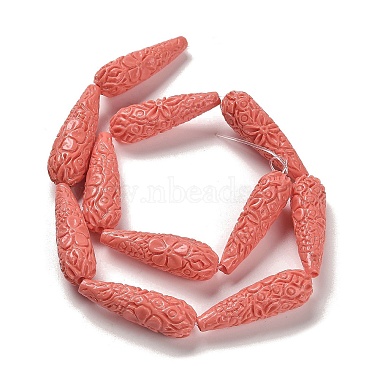 brins de perles sculpt&eacute;es en corail synth&eacute;tique(CORA-C003-09A-03)-3
