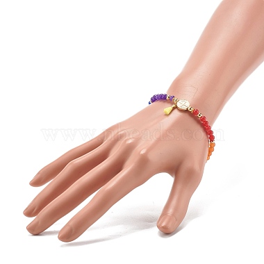 Reiki 7 Chakra Natural Mixed Stone Round Beads Stretch Bracelet for Girl Women(BJEW-JB07003-01)-3