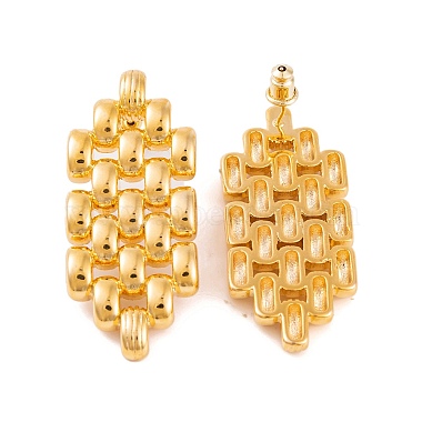 Boucles d'oreilles hexagonales creuses en laiton pour femmes(EJEW-G391-12G)-2