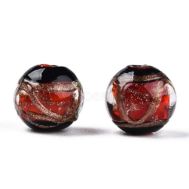 Handmade Gold Sand Lampwork Beads(LAMP-T019-8mm-03)-2