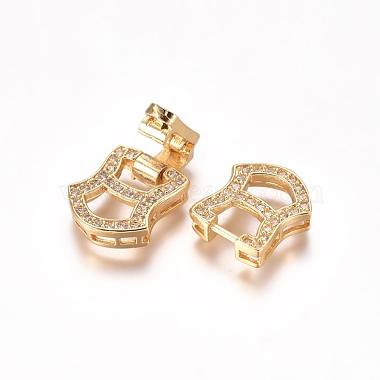 Brass Micro Pave Clear Cubic Zirconia Fold Over Clasps(ZIRC-I038-26G)-2