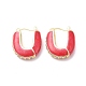 Enamel Half Round Hoop Earrings with Clear Cubic Zirconia(EJEW-F306-07G)-2