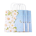 6Pcs 3D Flower Printed Paper Gift Bags, with Handle, Rectangle, Light Sky Blue, 10.7x20.8x27cm(ABAG-TADJ0001-05)