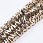 Electroplate Non-Magnetic Synthetic Hematite Strands, Faceted, Square, Antique Bronze Plated, 3x3x1mm, Hole: 0.5mm, about 395pcs/strand, 15.6 inch(39.7cm)(G-F562-V03)
