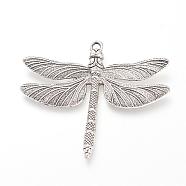 Tibetan Style Alloy Big Pendants, Dragonfly, Cadmium Free & Nickel Free & Lead Free, Antique Silver, 63.5x72x5.5mm, Hole: 3.5mm, about 70pcs/1000g(TIBE-S302-01AS-NR)