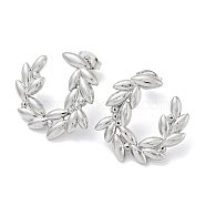304 Stainless Steel Stud Earrings, Leaf Branch, Stainless Steel Color, 20x21.5mm(EJEW-R157-14P)