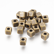 Tibetan Style Alloy Spacer Beads, Lead Free & Nickel Free & Cadmium Free, Antique Bronze Color, Cube, 4mm long, 4mm wide, 4mm thick, hole: 2mm(X-MLFH10390Y-NF)
