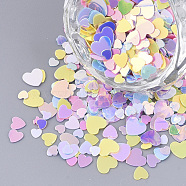 Ornament Accessories, PVC Plastic Paillette/Sequins Beads, Heart, Mixed Color, 2.5~5.5x3~5.5x0.4mm(X-PVC-S035-004)